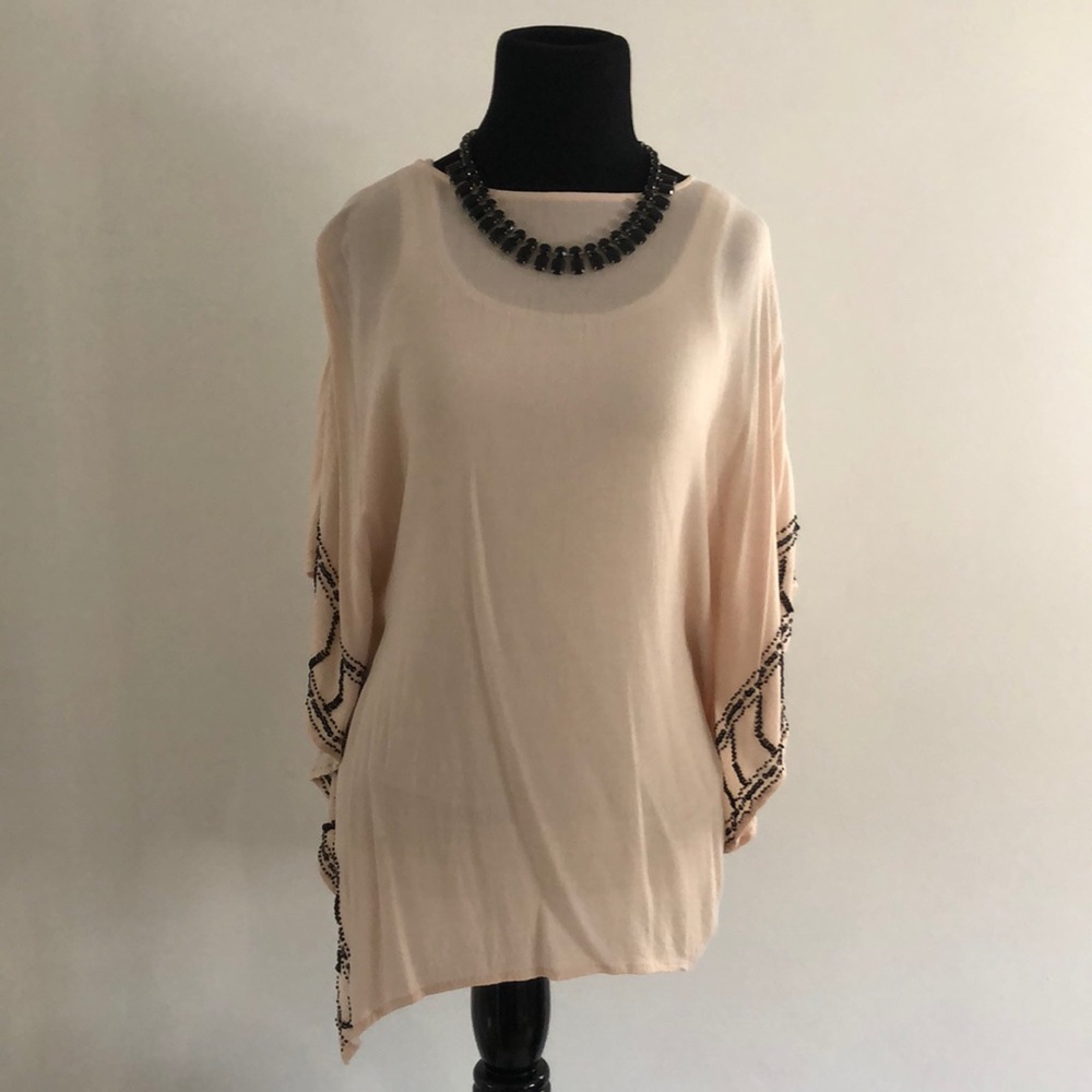 Forever 21 draped beaded shirt sleeve poncho top